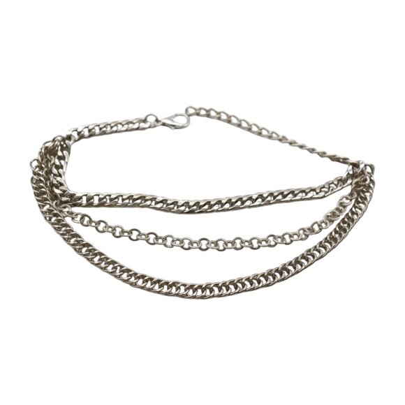 NEW Women Silver Boot Chain Bracelet Shoe 3 Strands Wave Charm Shoe Anklet SET - Picture 10 of 17